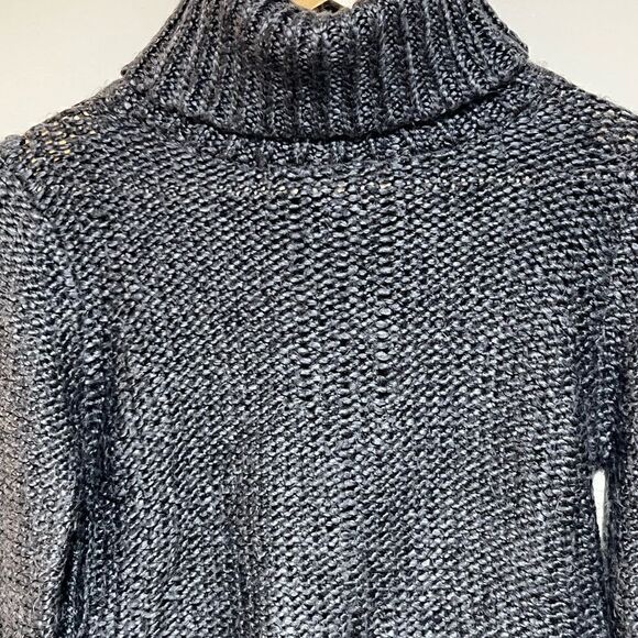 Elizabeth and James Charcoal Chunky Knit Crop Turtleneck Sweater Womens S - Picture 5 of 6
